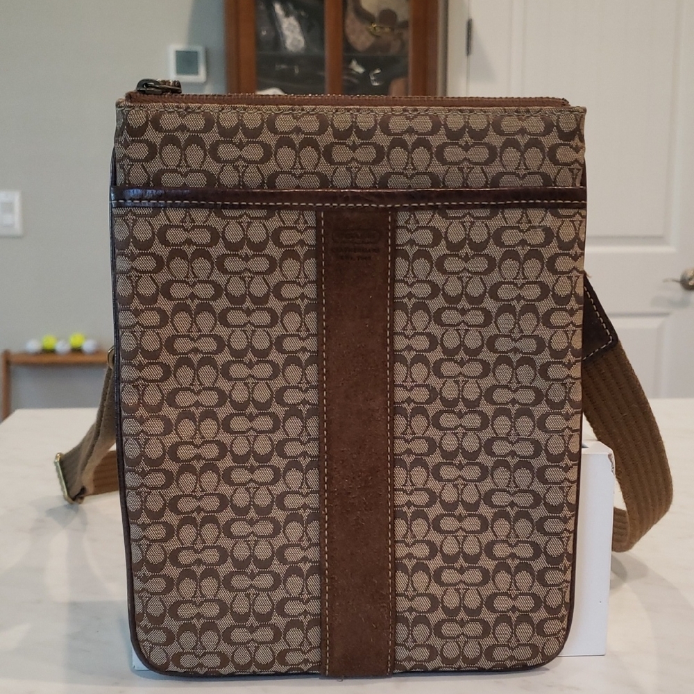 Coach Brown Patterned Signature Crossbody Bag Size Small
